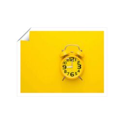"Warren Reed - Designer Yellow Alarm Clock Unframed Art Print - Size: W12"" x H16""" - thumbnail 1