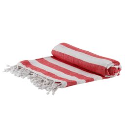 Nicola Spring 100% Cotton Bath Towel Turkish Style Hamman Beach Towel Bath Sheet - 170 x 90cm in Red - thumbnail 1