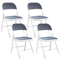 Wyld and Coco Set of 4 Folding Chairs - White Frame Dark Grey Cushions - thumbnail 2