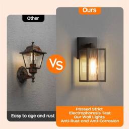 SPETLEK Wall Light Outdoor Porch Yard Lantern Wall Lamp in Black - thumbnail 4