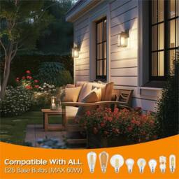 SPETLEK Wall Light Outdoor Porch Yard Lantern Wall Lamp in Black - thumbnail 3