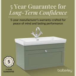 Balterley Bathroom Wall Hung 1-Drawer Vanity Unit & Fireclay Basin, Green, 800mm in Green - thumbnail 6
