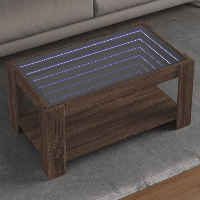 Berkfield Home Coffee Table with LED Brown Oak 93x53x45 cm Engineered Wood - Size: 93 x 53 x 45 cm - image 1
