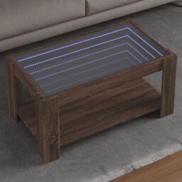Berkfield Home Coffee Table with LED Brown Oak 93x53x45 cm Engineered Wood - Size: 93 x 53 x 45 cm - thumbnail 1