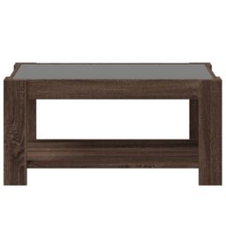 Berkfield Home Coffee Table with LED Brown Oak 93x53x45 cm Engineered Wood - Size: 93 x 53 x 45 cm - thumbnail 6