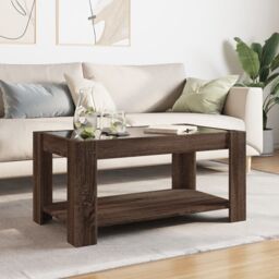 Berkfield Home Coffee Table with LED Brown Oak 93x53x45 cm Engineered Wood - Size: 93 x 53 x 45 cm - thumbnail 4