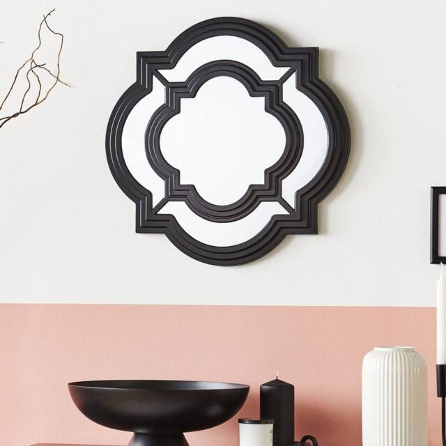 Wyld and Coco Irregular Black Frame Wall Mirror 51 cm - image 1