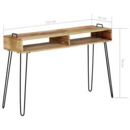 Berkfield Home Console Table Solid Mango Wood 115x35x76 cm in Brown - Size: 115 x 35 x 76 cm - thumbnail 7