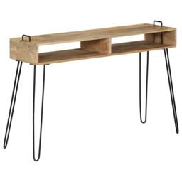 Berkfield Home Console Table Solid Mango Wood 115x35x76 cm in Brown - Size: 115 x 35 x 76 cm - thumbnail 9