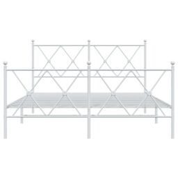 Berkfield Home Metal Bed Frame without Mattress with Footboard White 140x190cm - Size: 140x190 cm - thumbnail 4