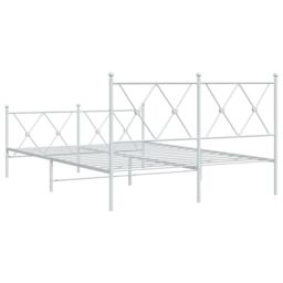 Berkfield Home Metal Bed Frame without Mattress with Footboard White 140x190cm - Size: 140x190 cm - thumbnail 6