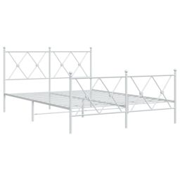 Berkfield Home Metal Bed Frame without Mattress with Footboard White 140x190cm - Size: 140x190 cm - thumbnail 3