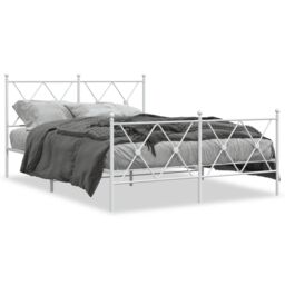 Berkfield Home Metal Bed Frame without Mattress with Footboard White 140x190cm - Size: 140x190 cm - thumbnail 2