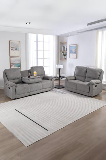 More4Homes Sydney 2+3 Seater Fabric Manual Recliner Sofa Set in Grey - image 1