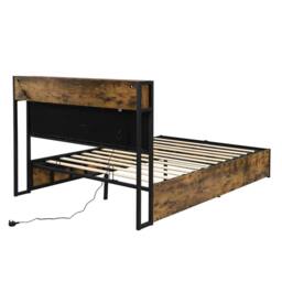 BTM Hydraulic Bed with Charging, LED & Soft Storage Headboard in Dark Brown - Size: Double - thumbnail 9