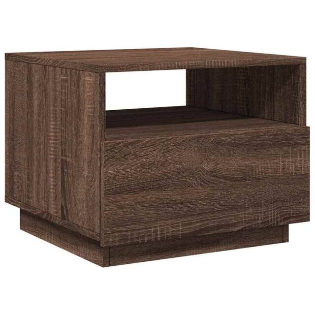 Berkfield Home Modern Coffee Table with LED Lights Brown Oak 50x49x40 cm - Size: 50 x 49 x 40 cm - image 1