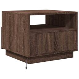 Berkfield Home Modern Coffee Table with LED Lights Brown Oak 50x49x40 cm - Size: 50 x 49 x 40 cm - thumbnail 9
