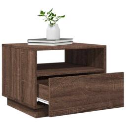Berkfield Home Modern Coffee Table with LED Lights Brown Oak 50x49x40 cm - Size: 50 x 49 x 40 cm - thumbnail 6
