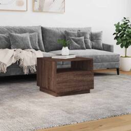 Berkfield Home Modern Coffee Table with LED Lights Brown Oak 50x49x40 cm - Size: 50 x 49 x 40 cm - thumbnail 4