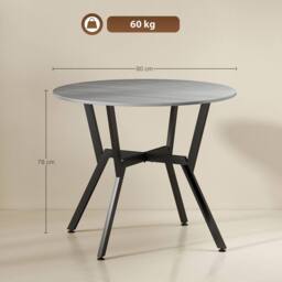 HOMCOM Small Kitchen Table with Black Steel Legs, Dining Table in Grey - thumbnail 3
