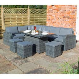 Cheshire 5 Seater Grey Weave Corner Dining Set in Mid Grey - thumbnail 1