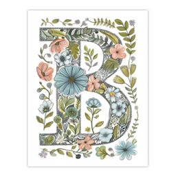 "Artery8 Women's Wall Art Print Letter B in Flowers Pencil Drawing Nature Leaves Floral Word Art For Her Poster - Size: W18"" x H24""" - thumbnail 1