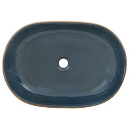 Berkfield Home Countertop Basin Sand & Blue Oval 59x40x14 cm Ceramic - Size: 59 x 40 x 14 cm - thumbnail 6