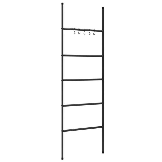 Berkfield Home Towel Rack Ladder with 5 Tiers Black 58x175 cm Iron - image 1
