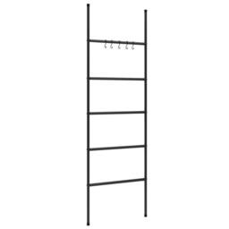 Berkfield Home Towel Rack Ladder with 5 Tiers Black 58x175 cm Iron - thumbnail 1
