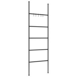 Berkfield Home Towel Rack Ladder with 5 Tiers Black 58x175 cm Iron - thumbnail 4