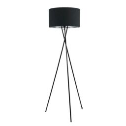 ValueLights Camden Black Tripod Floor Lamp with Black & Chrome Lamp Shade & Bulb - thumbnail 5