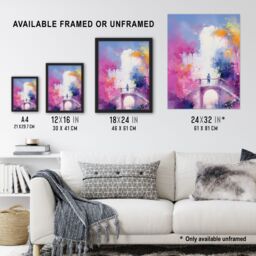 "Artery8 Wall Art Print Bridge of Dreams Abstract Oil Painting Pink Blue Orange Poster - Size: W18"" x H24""" - thumbnail 3