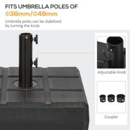 OUTSUNNY Umbrella Parasol Base with Wood Effect, Plastic Parasol Stand, Black - thumbnail 4