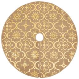 Berkfield Home Luxury Christmas Tree Skirt with Sock Yellow 122 cm Fabric in Tan
