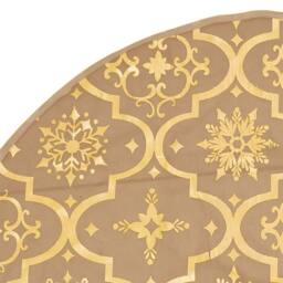 Berkfield Home Luxury Christmas Tree Skirt with Sock Yellow 122 cm Fabric in Tan - thumbnail 6