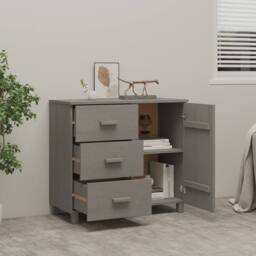 Berkfield Home Sideboard HAMAR Light Grey 90x40x80 cm Solid Pinewood - Size: 90 x 40 x 80 cm - thumbnail 7