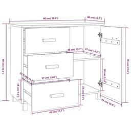 Berkfield Home Sideboard HAMAR Light Grey 90x40x80 cm Solid Pinewood - Size: 90 x 40 x 80 cm - thumbnail 9