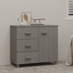Berkfield Home Sideboard HAMAR Light Grey 90x40x80 cm Solid Pinewood - Size: 90 x 40 x 80 cm - thumbnail 2