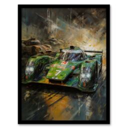 Artery8 Wall Art Print Futuristic Motorsport F1 Car British Racing Green Concept Sports Car Artwork Man Cave Art Framed - Size: A4 - thumbnail 1
