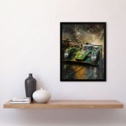 Artery8 Wall Art Print Futuristic Motorsport F1 Car British Racing Green Concept Sports Car Artwork Man Cave Art Framed - Size: A4 - thumbnail 4