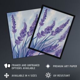 "Artery8 Classic Lavender Blue Sky Painting Modern Floral Wall Art Print in Purple - Size: W24"" x H32""" - thumbnail 2