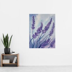 "Artery8 Classic Lavender Blue Sky Painting Modern Floral Wall Art Print in Purple - Size: W24"" x H32""" - thumbnail 4