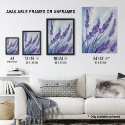 "Artery8 Classic Lavender Blue Sky Painting Modern Floral Wall Art Print in Purple - Size: W24"" x H32""" - thumbnail 3