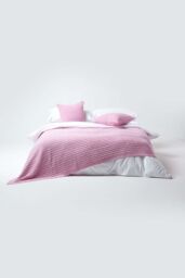 Homescapes Cotton Cable Knit Cushion Cover, 45 x 45 cm in Pink - Size: 45 cm x 45 cm - thumbnail 4