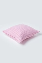 Homescapes Cotton Cable Knit Cushion Cover, 45 x 45 cm in Pink - Size: 45 cm x 45 cm - thumbnail 3