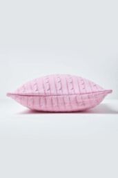 Homescapes Cotton Cable Knit Cushion Cover, 45 x 45 cm in Pink - Size: 45 cm x 45 cm - thumbnail 2