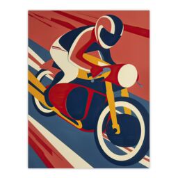 "Artery8 Motorcycle Racing Red Blue Yellow Biker Sport Wall Art Print - Size: W12"" x H16""" - thumbnail 1