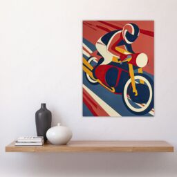 "Artery8 Motorcycle Racing Red Blue Yellow Biker Sport Wall Art Print - Size: W12"" x H16""" - thumbnail 4