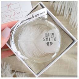 Amaya Rose Ltd Personalised Sympathy Gift. Glass Round Christmas Tree Bauble Gift in Clear - thumbnail 1