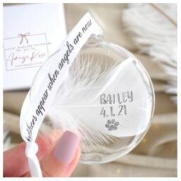 Amaya Rose Ltd Personalised Sympathy Gift. Glass Round Christmas Tree Bauble Gift in Clear - thumbnail 9